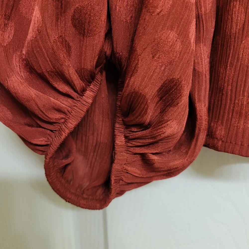 Women's Max Studio Burnt Orange Long Sleeve Flowy Blouse, Size Large - Picture 7 of 16